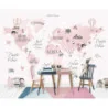 Fototapet fara imbinari Dream Pink World Map