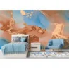 Fototapet fara imbinari Dream Blue Gold Marbling Pattern