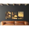 Tablou Dark Gray Gold Glowing Background 3xL60xH100cm
