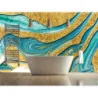 Fototapet fara imbinari Gorgeous Golden Marble Background With Blue Waves