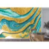 Fototapet fara imbinari Gorgeous Golden Marble Background With Blue Waves