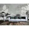 Fototapet fara imbinari Black And White Tropical Leaves