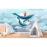 Fototapet fara imbinari Flying Blue Whales With Beacons In The Clouds