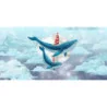 Fototapet fara imbinari Flying Blue Whales With Beacons In The Clouds