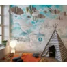Fototapet fara imbinari Light Blue Flying Map