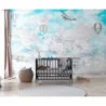 Fototapet fara imbinari Light Blue Flying Map