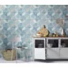 Tapet faianta retro lavabil, albastru, alb, imitations2 6315-08