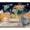 Fototapet fara imbinari Map Of The World With NIght Sky
