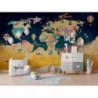 Fototapet fara imbinari Map Of The World With NIght Sky